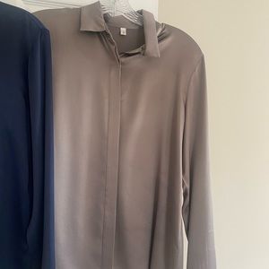 Two silk shirts. Same brand and style.